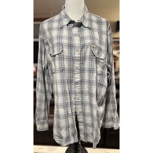 Timberland Men's Button Up Two-Pocket Western Shirt Twill Long Sleeve XXL